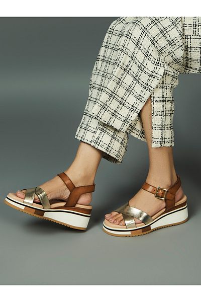 Heel Your Sole By Styli Metallic Criss Cross Strap Wedge Heel Sandals