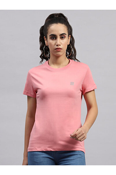 Rock.it By Styli بلوزة نسائية وردية اللون بياقة دائرية وأكمام قصيرة