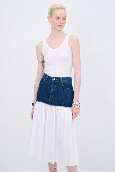 adL Denim Poplin Garnili Etek