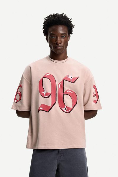 Bershka Printed short sleeve plush T-shirt