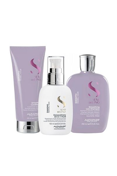 Alfaparf Milano Alfaparf Semi Di Lino Smoothing Set: Shampoo 250ml, Conditioner 200ml, Shine Fluid 125ml