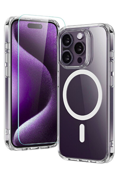 Evax 1M1C iPhone 14 Pro Max Uyumlu 1 Magsafe Kılıf & 1 Temperli 9H Cam Ekran ...