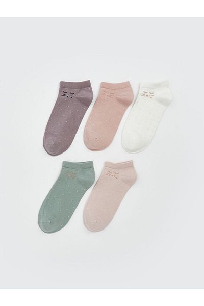 LC Waikiki Lilac Patterned Women's Booties Socks 5-Piece