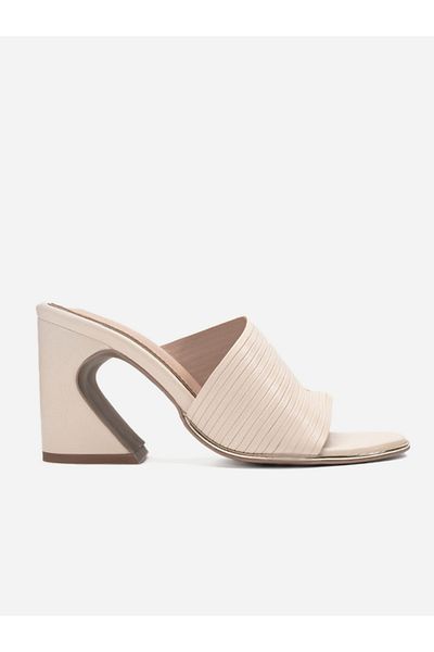 Heel Your Sole By Styli Striped Leather Block Heel Sandals