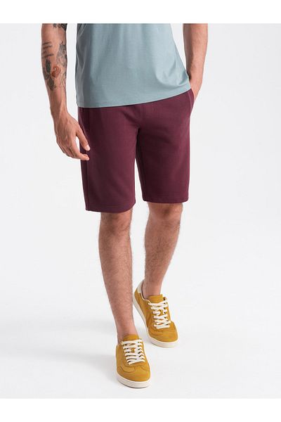 OMBRE BASIC Herren Baumwoll-Sweatshorts - Kastanienbraun V3 OM-SRBS-0149 M
