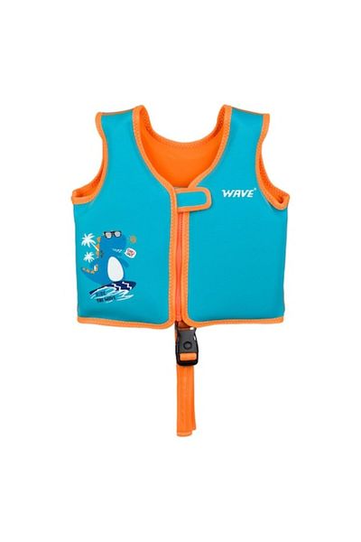 OEM Vestă de baie pentru copii, turcoaz, portocaliu, cu imprimeu dinozauri (2-3 ani/15-18 kg)