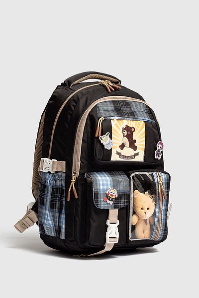 Relaxion Rlx-1395 Set of 3 Children's Primary School Bag Backpack with Pen Holder and Lunch Bag Black