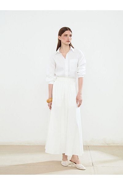 LC Waikiki New Season Elastic Waist Linen Blend Women's Skirt - S5Me87Z8