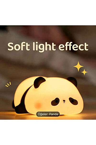 HEDİYEVİM Sevimli Panda LED Gece Lambası, Şarj Edilebilir, Dokunmatik Kontrol...
