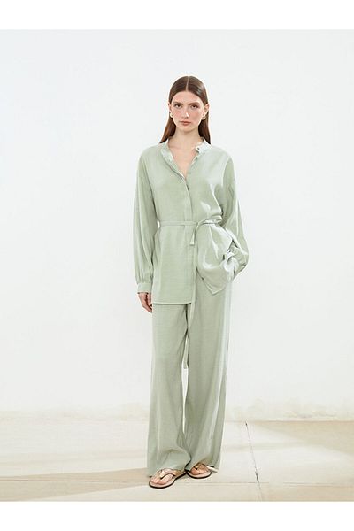 LC Waikiki New Season Judge Collar Linen Blend Women's Shirt Tunic - S5Fg79Z8
