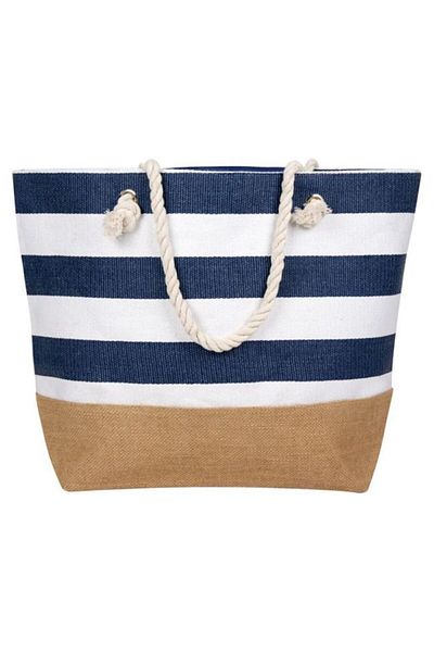 OEM Geanta de Paie Alba Dungi Bleu pentru Plaja 56x15x43cm