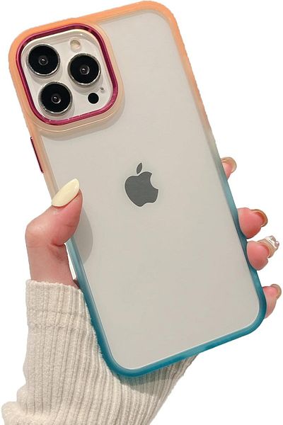 Generic Clear Soft Case Compatible with iPhone 14 Pro with Gradient Color Contrast Edge Style