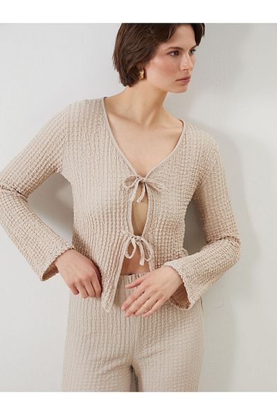 LC Waikiki New Season V-Neck Textured Women's Cardigan - S5Jm26Z8