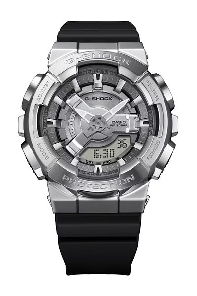 Casio G-Shock GM-S110-1ADR Silver Analog-Digital Dial Black Resin Strap Women's Watch Shock and 200M