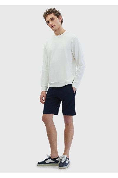 Ramsey Navy Blue Plain Knitted Jogging Fit Sports Bermuda