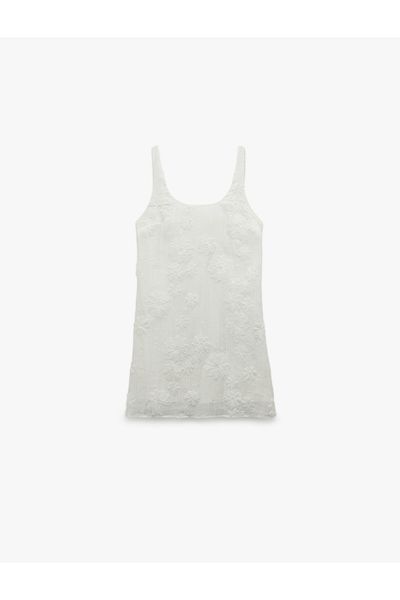 Koton Sleeveless Round Neck Strap Floral Mini Dress