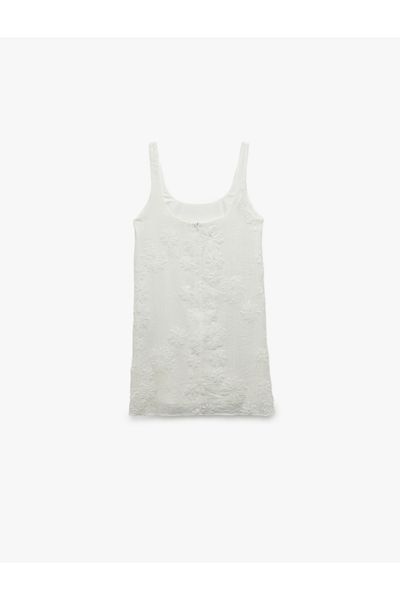 Koton Sleeveless Round Neck Strap Floral Mini Dress