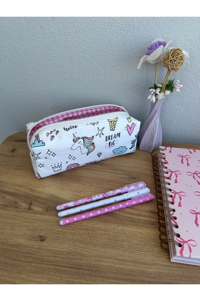 minyaturhayalim Ünicorn desenli el emeği kalem kutusu kalemlik astarlıdır yık...