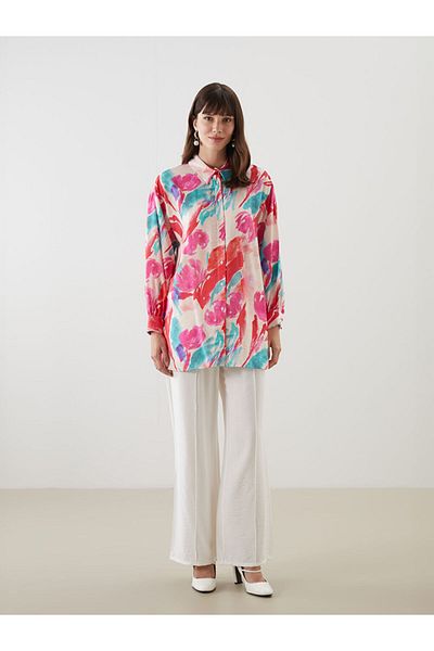 LC Waikiki New Season Patterned Oversize Women's Shirt Tunic - S5Fe27Z8