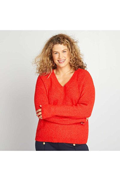 KIABI Long-sleeved V-neck sweater red