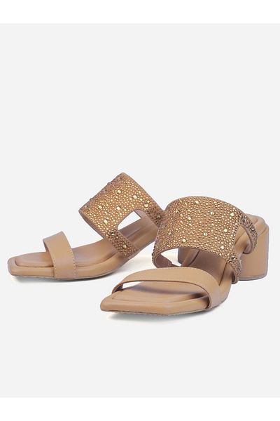 Heel Your Sole By Styli Rhinestone Embellished Block Heel Sandals