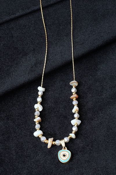 BY BARUN SİLVER Blue Fimo Necklace with Evil Eye Beads