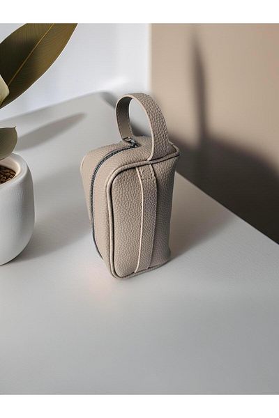 Valiberta Double Handle Leather Look Men's Handbag - Light Beige