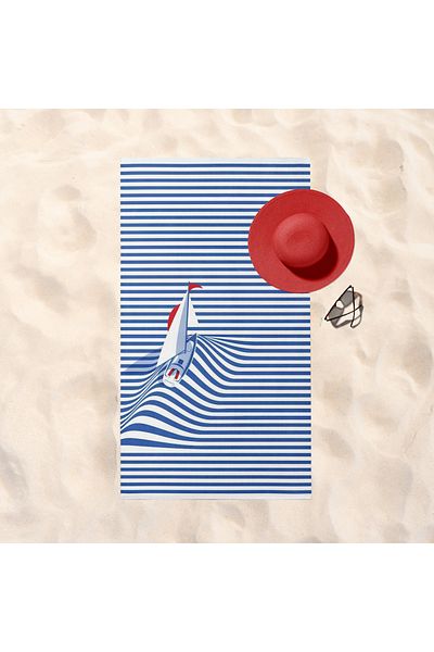 The Lucid Lab Striped Serenity Beach Towel - Cotton
