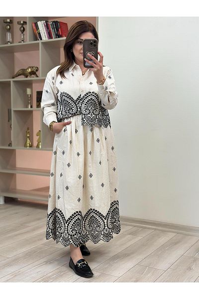 MELTEM TUĞAN Ethnic Pattern Embroidered Skirt Stone