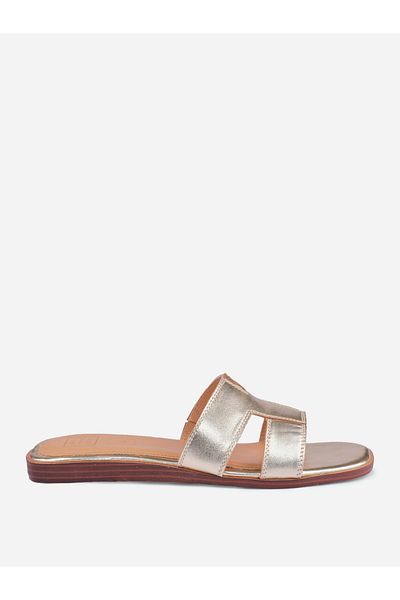 Heel Your Sole By Styli Metallic Design Open Toe Flat Sandals