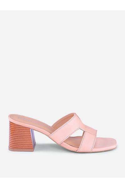 Heel Your Sole By Styli Women Peach Plain Leather Block Heel Sandals
