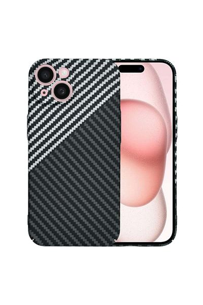 SKYDDAR INNOVATION Case for iPhone 15, carbon texture, Carbonite FiberShell, Gray, sticker set