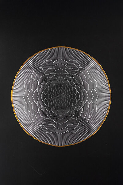 Porsima 31581 Capira Altın Yaldızlı Cam Meyvelik Sunumluk Salata Kasesi 31 cm