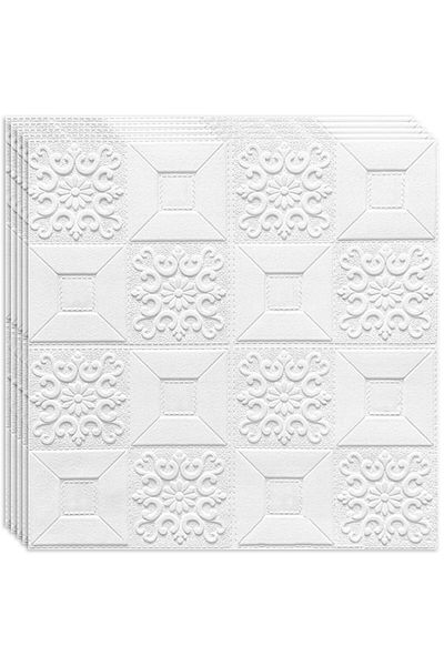 HOZRO Set 160 x Tapet 3D autoadeziv HOZRO, model abstract, pentru pereți și tavan, ușor de montat, alb