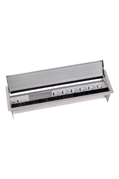 Socketline Capella Serisi Çift Açılım Toplantı Masa Prizi Eloksal