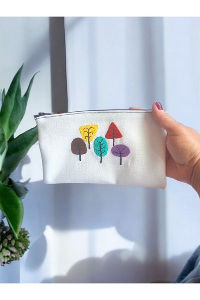 Pirene Lina Makeup Bag – Mini Bag with Colorful Tree Pattern (12 X 20 cm)