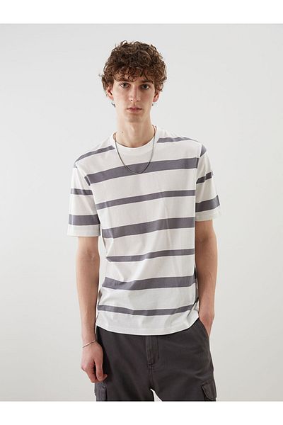 LC Waikiki New Season Crew Neck Striped Combed Cotton Men's T-Shirt - S5Ns10Z8