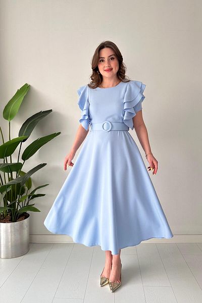 MaziButik Φόρεμα Atlas με στρώσεις ώμου Baby Blue