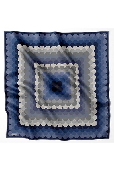 Armine Nostalgia Series Silk Sura Scarf 9212Ds-82 Geometric Pattern Indigo-Black