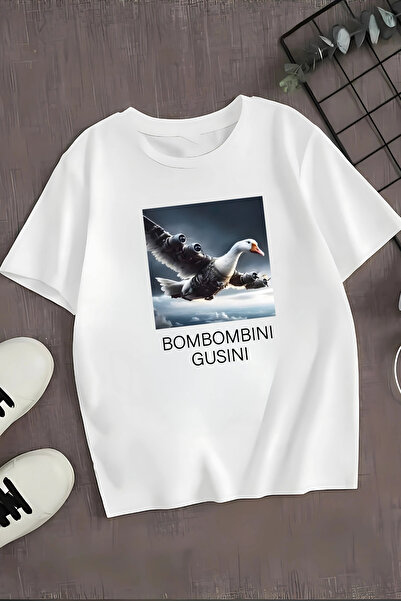 MECH BUTİK Унисекс тениска с щампа Bombombini Gusini, черно-бяла, за жени и мъже