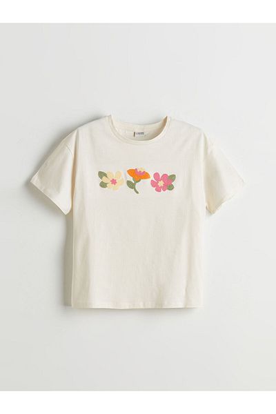LC Waikiki New Season Crew Neck Floral Girl's T-Shirt - S5Ev66Z4