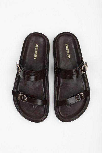 Shoeberry Women's Viloe Brown Skin Buckle Detailed Slippers