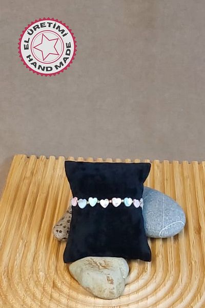 Uretti - Özlem 9422 6692 Handmade Colorful Heart Natural Stone Women's Bracelet