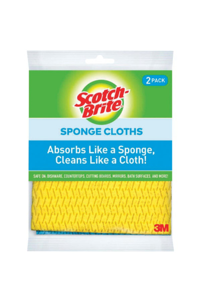 Scotch Brite قطعة قماش إسفنجية للمسح مكونة من قطعتين 7.8 × 6.8 بوصة