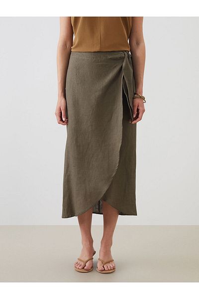LC Waikiki New Season Elastic Waist Linen Skirt - S5P624Z8