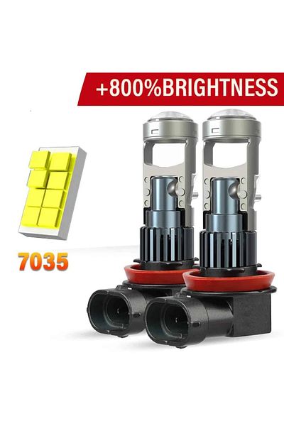 AUTOREY Set of 2 LED Bulbs H8 / H11 with Magnifier SUPER CSP 150W Power 6000K Cool White