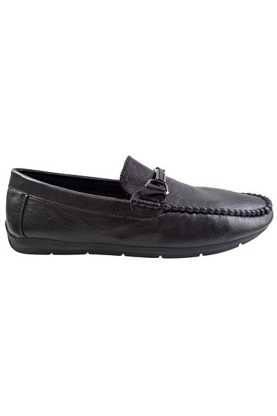 THEICONIC Men's Loafers, Black, with Buckle - Corner