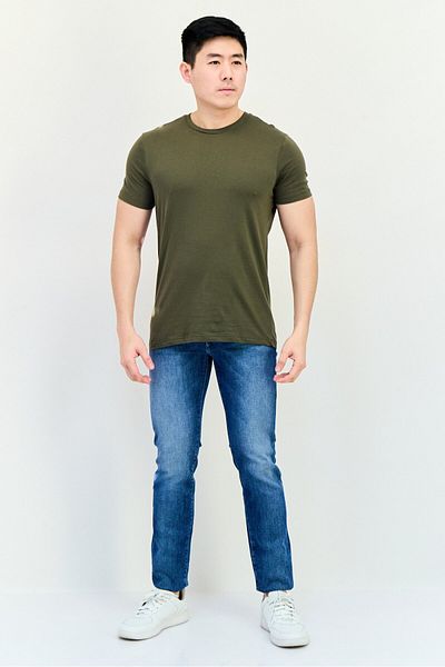 Riders by Lee Men Crew Neck Short Sleeves Solid T-Shirt, Khaki