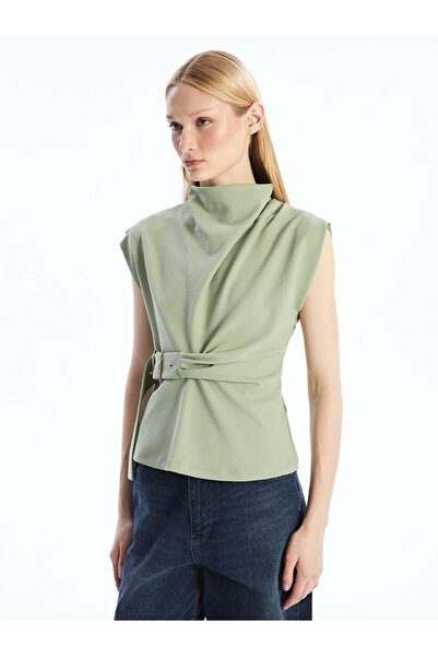 LC Waikiki Green Draped Collar Women's Blouse