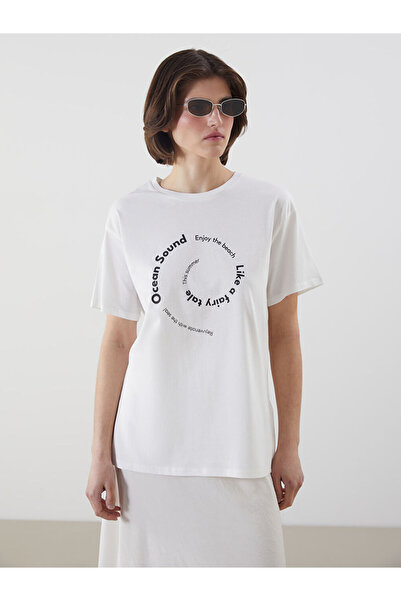 LC Waikiki Rmz Gi̇yi̇m Farkiyla Printed 100% Cotton Women's T-Shirt